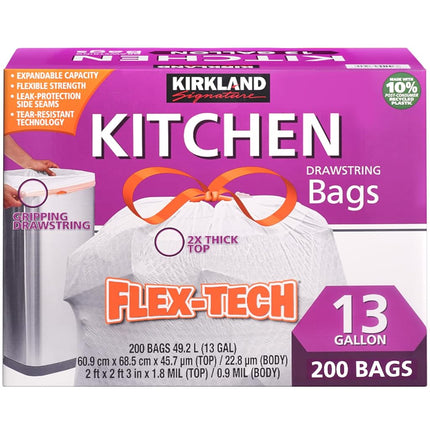 BD Kirkland Signature Drawstring White Kitchen Tra