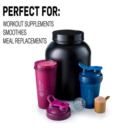 Vaso mezclador BlenderBottle Classic Loop / Batidora de dieta / Batidora de proteínas con Blenderball, capacidad de 820 ml, escala hasta 600 ml - Negro