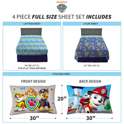 Franco Kids Bedding Super Soft Microfiber Sheet Set, Full, Paw Patrol