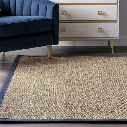 nuLOOM Elijah Farmhouse Seagrass Runner Rug, 2' 6" x 8', Navy