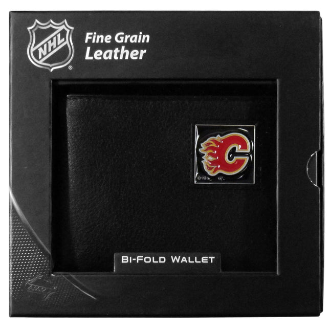 Billetera Calgary Flames® de Piel, Tipo Cartera, en Caja de Regalo