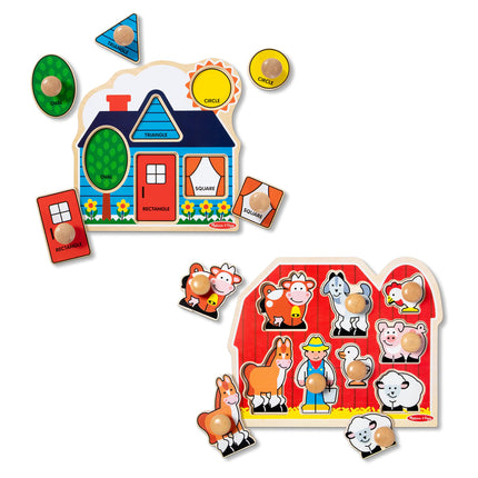 Melissa & Doug Wooden Jumbo Peg Puzzle 2-Pack for 
