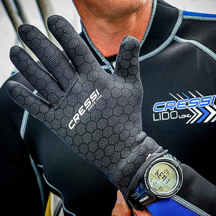 Cressi High Stretch Neoprene Diving Gloves - Black, Medium/3.5 mm