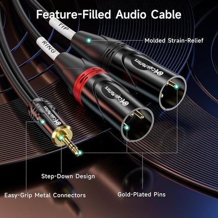 Cable Matters 0.3 cm TRS to 2 XLR Cable, Male-to-Male, 3 ft