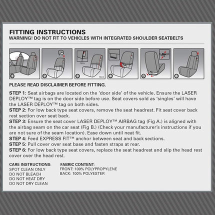 DICKIES 3003417LD, Morrisey Black 2-Piece Seat Cover Set