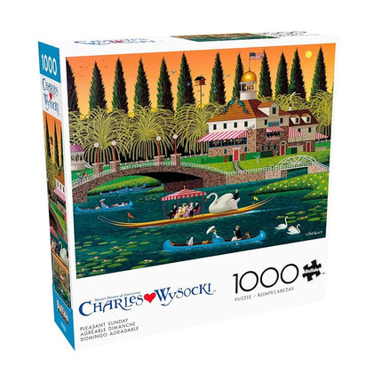 Buffalo Games – Pleasant Sunday – Charles Wysocki – 1000 Piece Jigsaw Puzzle  Colorful Puzzle for Adults – Precision-Cut Pieces, Beautiful Artwork, and Hours of Relaxing Fun
