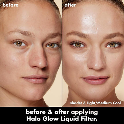 e.l.f. Halo Glow Liquid Filter, Complexion Booster For A Glowing, Soft-Focus Look, Infused With Hyaluronic Acid, Vegan & Cruelty-Free, 3 Light/Medium