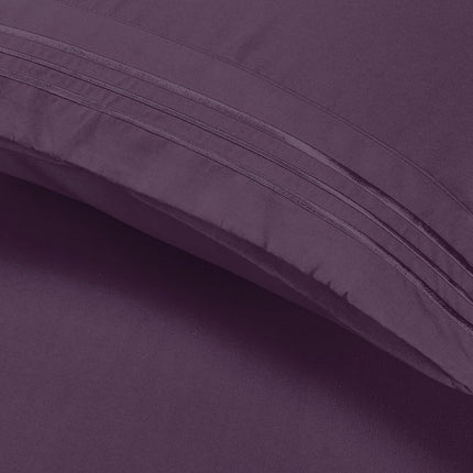 Elegant Comfort Count Egyptian Quality, Wrinkle Resistant Cool & Breathable, Easy Elastic Fitted, Microfiber, Plum-Purple, King