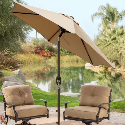 Blissun - Paraguas de patio de 7 pies, bot�n inclinable para patio, manivela (bronceado)