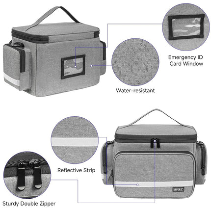LEFOR·Z Medical Bag,First Aid Bag Empty,Home Health Nurse Bag with Detachable Divider,Medical Supplies Storage Tote for Nursing Student,Therapist,Doctors,Grey