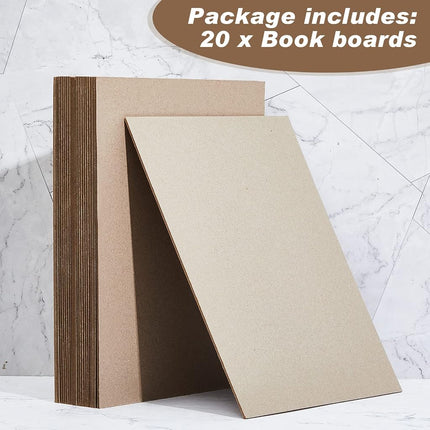 Lewtemi 20 Pcs Book Board 10 x 12.5 Inch, Binders Chipboard Designer Bookboard Kraft Heavy Duty Sheets Bookbinding Supplies for Binding Cover (0.098 Inch Thick)