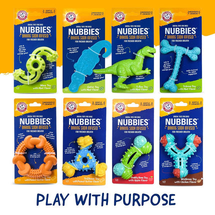 Arm & Hammer Ora-Play T-Bone Dental Chew Toy for Dogs Best Dog Chew Toy for Moderate Chewers Reduces Plaque & Tartar Buildup Without Brushing, Peanut Butter Flavor (Pack of 24)