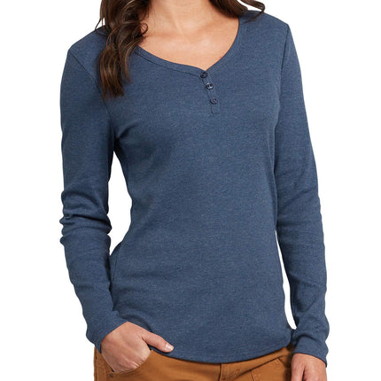 Dickies Women's Long-Sleeve 3-Button Henley Shirt,