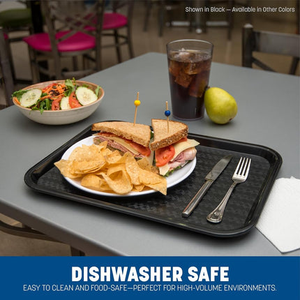 Carlisle FoodService Products Cafe Fast Food Cafeteria Tray with Patterned Surface for Cafeterias, Fast Food, and Dining Room, Plastic, 16.31 x 12.06 x 0.7 Inches, Chocolate, (Pack of 24)