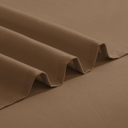 Elegant Comfort Luxurious 1500 Premium Hotel Quality Microfiber Three Line Embroidered Softest 4-Piece Bed Sheet Set, Wrinkle and Fade Resistant, RV Short Queen, Taupe