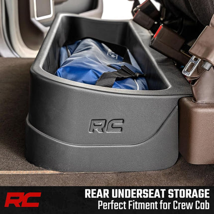 Almacenamiento personalizado bajo el asiento de Rough Country para Ford F-150 de 15-23 - RC09281A, trasero, negro