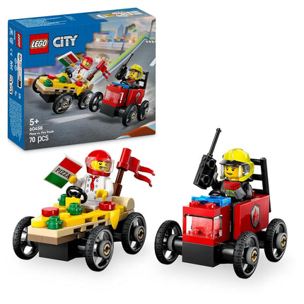 LEGO City Pizza vs. Fire Truck Race Car Pack Toy -