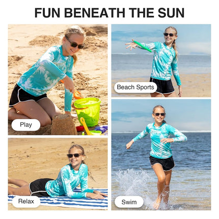 Kanu Surf Keri Rashguard UPF 50+ para niñas, Azul Beach Girl, 3T
