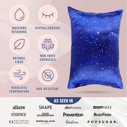 Blissy Silk Pillowcase - 100% Pure Mulberry Silk - 22 Momme 6A High-Grade Fibers - Silk Pillow Cover for Hair & Skin - Regular, Queen & King (Night Sky, Queen)