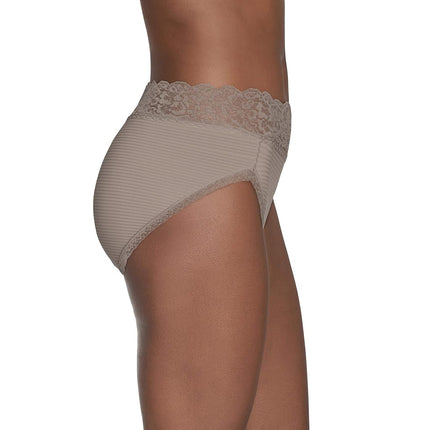 Vanity Fair Women's Flattering Lace Hi Cut Panty briefs underwear, Toasted Coconut Novelty, L UK