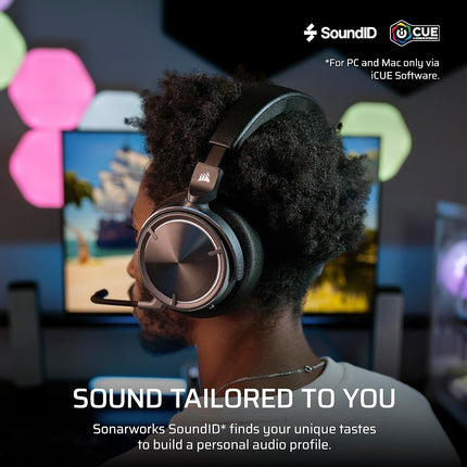 Corsair VIRTUOSO MAX WIRELESS Gaming Headset – Dolby Atmos, Active Noise Cancelling, Sonarworks SoundID, Simultaneous 2.4GHz Wireless & Bluetooth, 50mm Graphene Drivers, PC, Mac, PS5/PS4 – Carbon