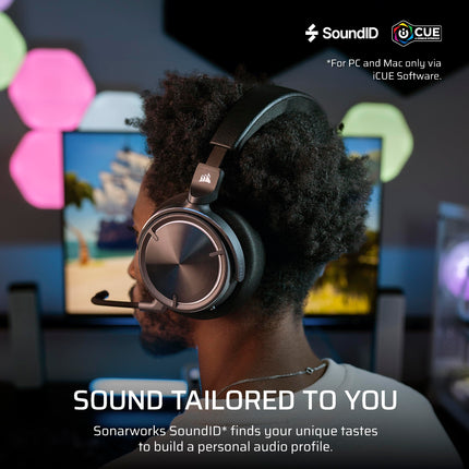 Corsair VIRTUOSO MAX WIRELESS Gaming Headset – Dolby Atmos, Active Noise Cancelling, Sonarworks SoundID, Simultaneous 2.4GHz Wireless & Bluetooth, 50mm Graphene Drivers, PC, Mac, PS5/PS4 – Carbon
