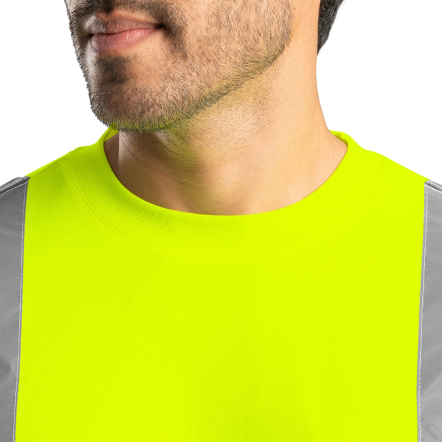 Wrangler Mens High Visibility Performance Short Sleeve Pocket Tee, Safety Yellow, Medium