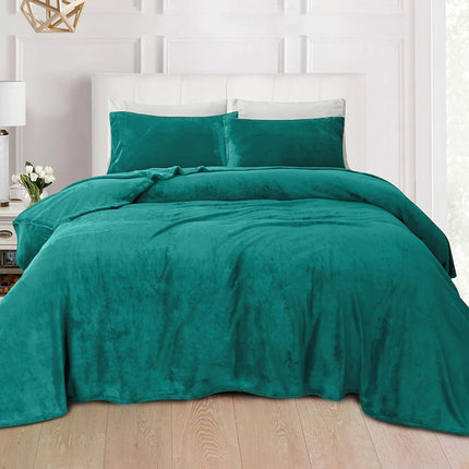 Elegant Comfort Luxuriously Soft 4-Piece Velvet Plush Flannel Sheet Set - Premium Quality - Cozy Warm, Anti-Static, Non Pilling Fuzzy Velvet Flannel Fleece Deep Pocket Sheet Set - Twin XL, Turquoise