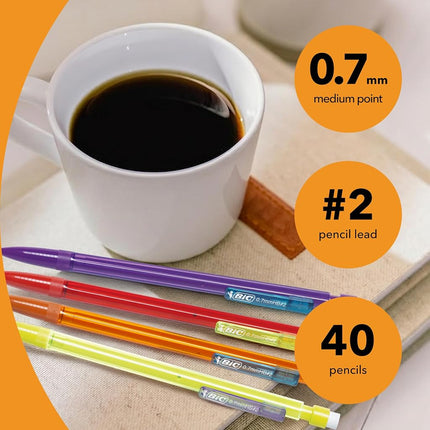 Bic Mechanical Pencils, Xtra Smooth, Bright Edition (Darker Colors, Erases Cleanly), 40-Count