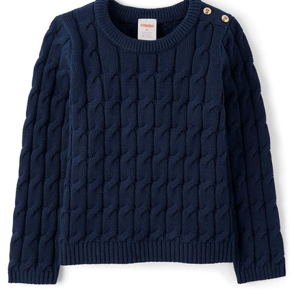 Gymboree Boys' and Toddler Long Sleeve Cable Knit Sweaters, Dark Blue, 5T