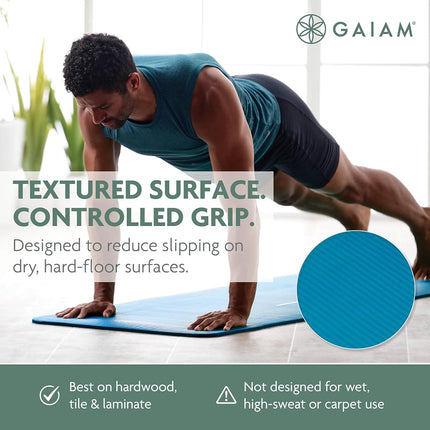 Gaiam Essentials Thick Yoga Mat Fitness & Exercise Mat with Easy-Cinch Carrier Strap, Black, 72" L X 24" W X 2/5 Inch Thick