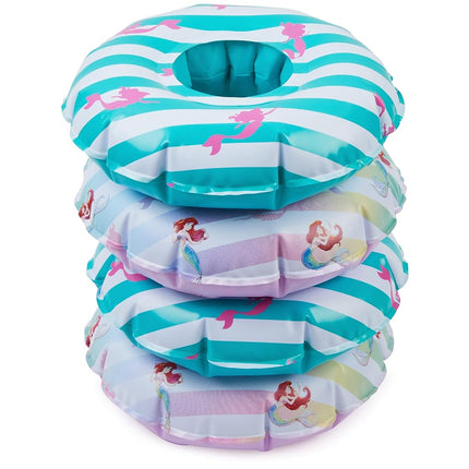 Swimways Disney Princess Floating Drink Holders, Inflatable Pool Cup Holders & Pool Party Supplies, Little Mermaid Toys for Kids Aged 5 & Up, 4-Pack