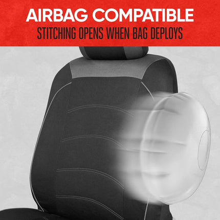 Motor Trend Black Cloth Car Seat Covers for Front Seats – Premium Automotive Bucket Seat Covers, Made for Vehicles with Removable Headrests, Interior Covers for Car Truck Van SUV