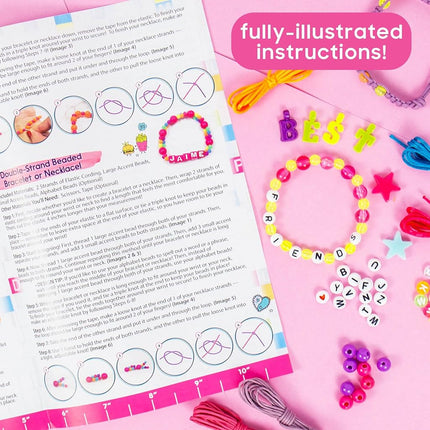 JUST MY STYLE ABC Beads by Horizon Group USA, 1000+ Charms & Beads, Alphabet Charms, Accent Beads, Seed Beads, Star Beads, Wax Beading Cord, Satin Cord & Key Ring Included, Bright