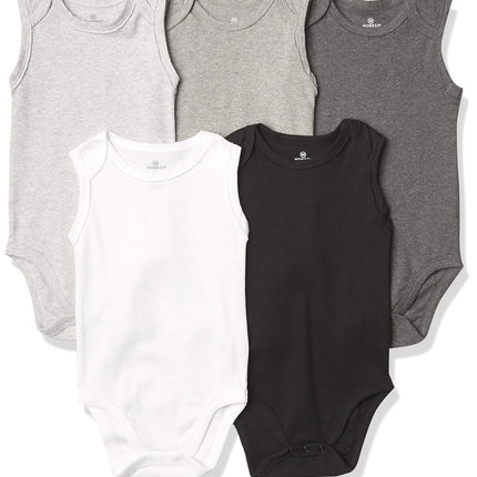 HonestBaby Multipack Sleeveless and Cami Bodysuits One-Piece 100% Organic Cotton for Infant Baby Boys, Girls, Unisex, Gray Ombre, 24 Months