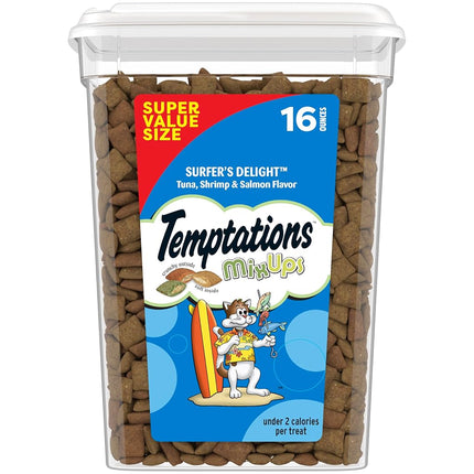 Temptations MixUps Crunchy and Soft Cat Treats Surfer's Delight Flavor, 16 oz. Tub