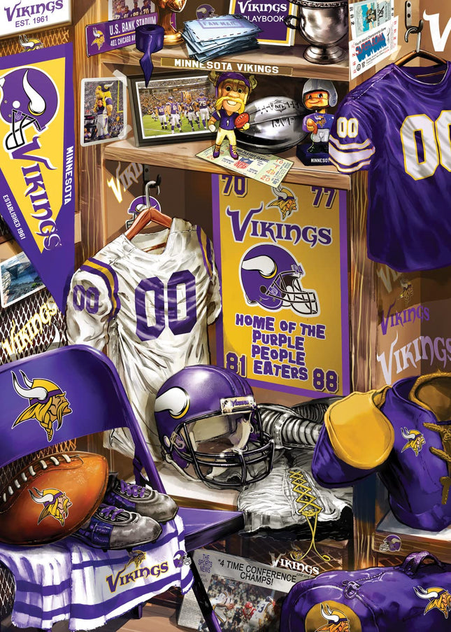 MasterPieces Game Day 500 Piece Jigsaw Puzzle for Adults - NFL Minnesota Vikings Locker Room - 15"x21"