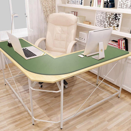 Mydours L-Shape Desk Pad, (135+135) x40cm Mega PU Leather Corner Computer Keyboard Desk Mat Blotter, XXL Large Gaming Mouse Pad for Home and Office Desktop (Green)