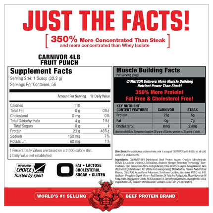 MuscleMeds Carnivor Beef Protein Isolate Powder, Fruit Punch, 56 Servings