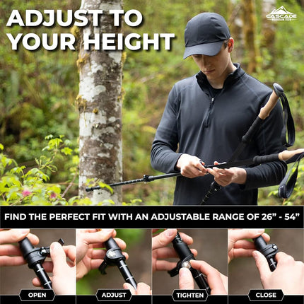 Cascade Mountain Tech Trekking Poles - Carbon Fiber Walking or Hiking Sticks with Quick Adjustable Locks (Set of 2)