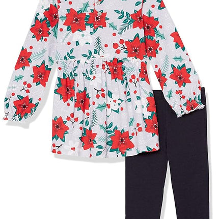 HonestBaby Baby Girls' 3-Piece Tunic, Legging and Headband Set, 3-Pack Holiday Gray Floral, 3-6 Months (Pack of 3)