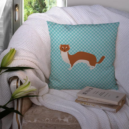 Caroline's Treasures BB8044PW1414 Weasel Blue Check Fabric Decorative Pillow Machine Washable, Indoor Outdoor Decorative Pillow for Couch, Bed or Patio, 14Hx14W