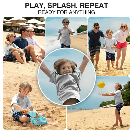 Kanu Surf Boys' Toddler Short Sleeve UPF 50+ Rashguard Swim Shirt, Solid Grey, 2T