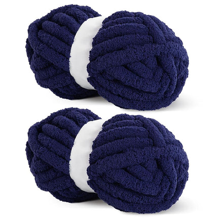 HOMBYS Navy Blue Chunky Chenille Yarn for Crocheti