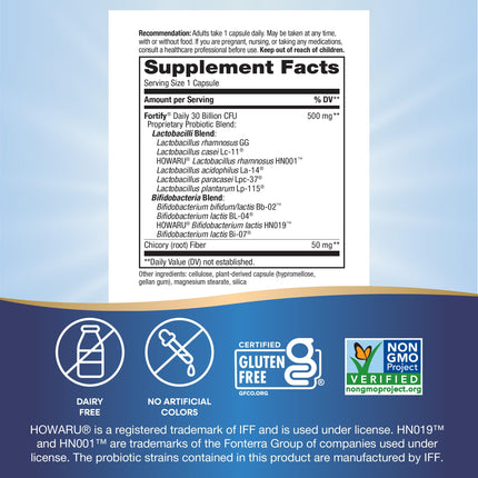 Primadophilus Fortify Daily Probiotic de Nature's Way, 30 mil millones de cultivos activos, Acidophilus, potencia garantizada, cepas investigadas, liberación retardada, 30 cápsulas vegetarianas, sin gluten