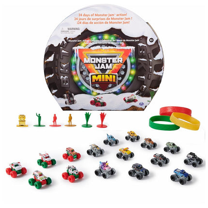 Calendario de Adviento de Navidad Monster Jam Mini, 24 días de mini Monster Trucks y accesorios, escala 1:87, juguetes para niños y niñas de 3 años en adelante