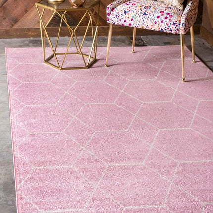 Unique Loom Trellis Frieze Collection Lattice Moroccan Geometric Modern Pink Area Rug (3' 3 x 5' 3)