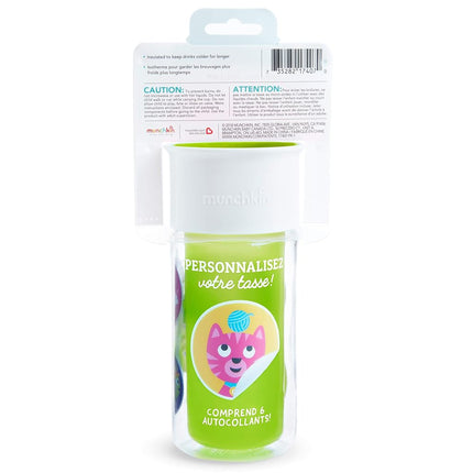 Munchkin Miracle 360 Insulated Sippy Cup, Includes Stickers to Customize Cup, 9 Ounce, Green