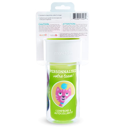 Munchkin Miracle 360 Insulated Sippy Cup, Includes Stickers to Customize Cup, 9 Ounce, Green
