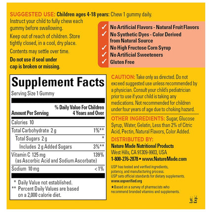 Nature Made Kids First Vitamin C Gummies, 110 Count
